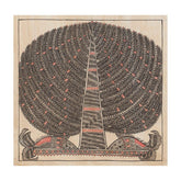 Madhubani Painting - Tree of Life & Fish 10x10 - Eyaas